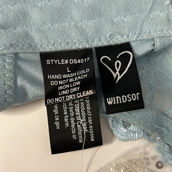 NWT Windsor- Light Blue Sparkle Rhinestone Bustier Corset Longline Bra Top, Sz L - Picture 14 of 15